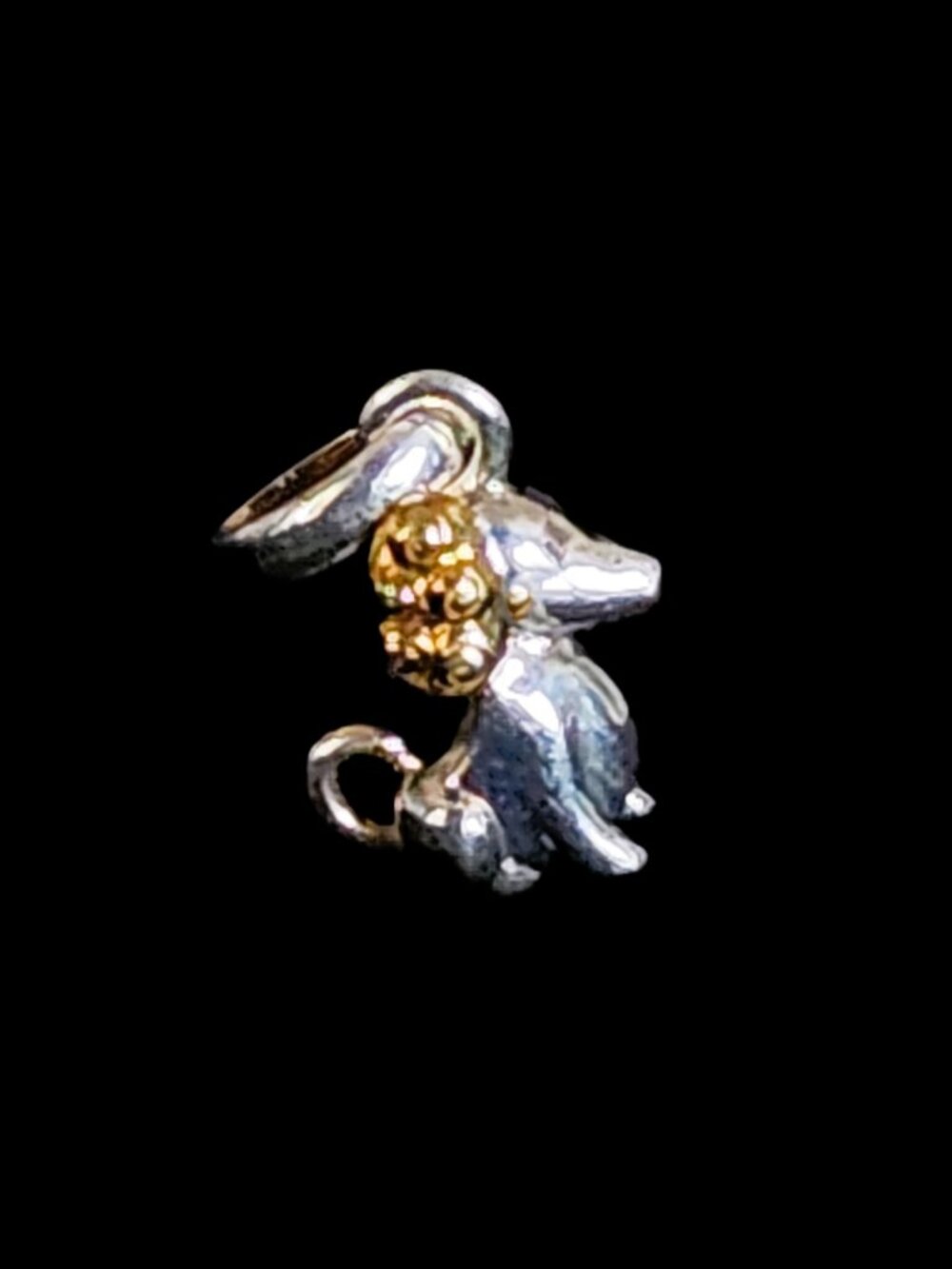VTG 925 Sterling Silver Gold Vermeil Two Tone 1990s Poodle Dog Charm Pendant